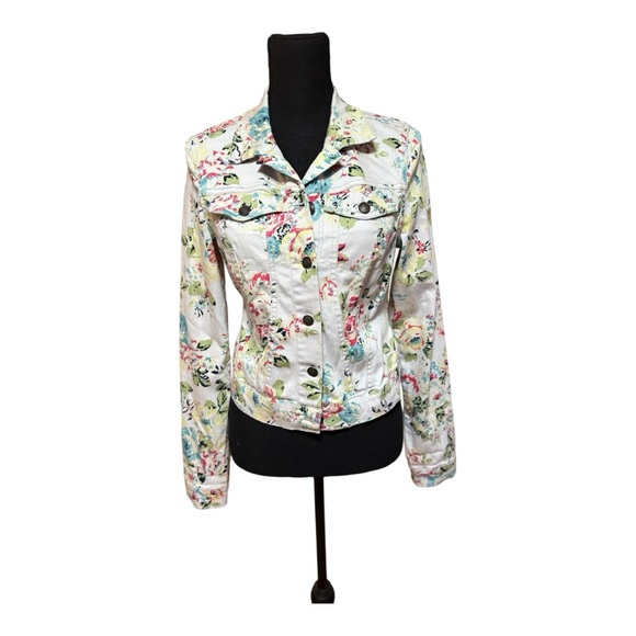 Jessica Simpson Jackets & Blazers - Jessica Simpson White Floral Jean Jacket